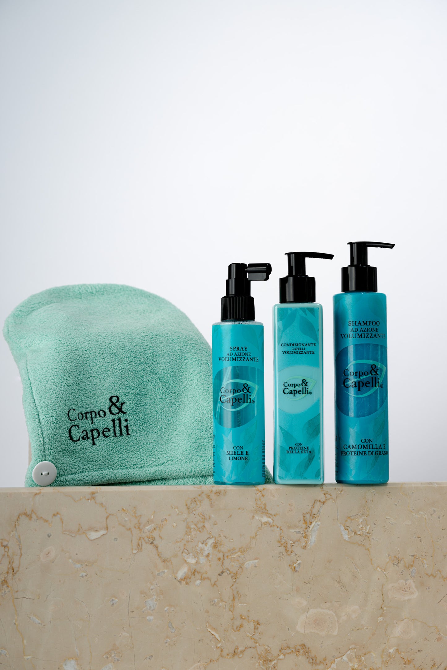 Kit shampoo, condizionante e spray linea volume